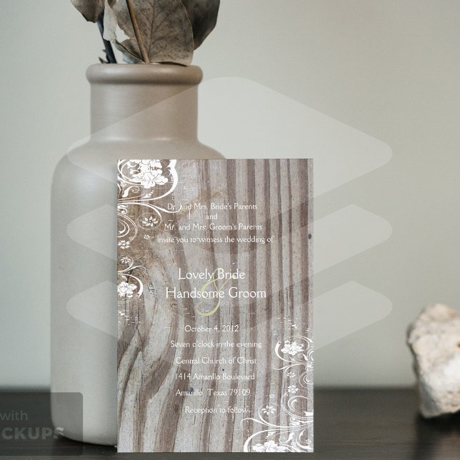 Pared de madera en bandas Shabby Invitación a la b (Subido por el creador)