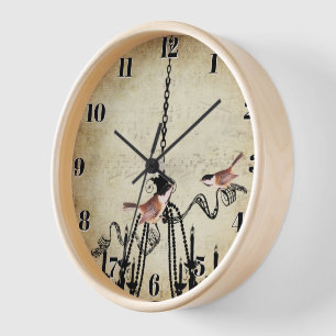 Pared Pequeño reloj de pájaro de amor de araña Chickadee