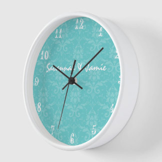 Pared Reloj de Damasco de Aqua Barroco Personalizado