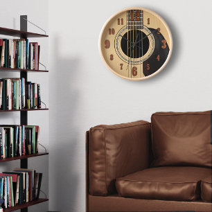 Pared Reloj de guitarra acústica con números