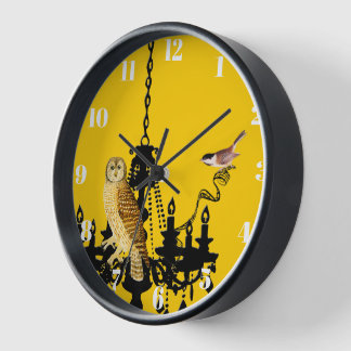 Pared Reloj de lechuza de candelidad amarilla personaliz