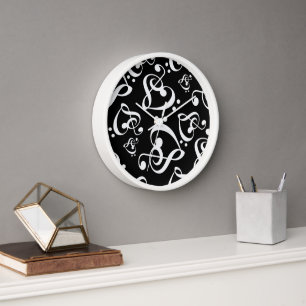 Pared Reloj del modelo de la música de los corazones del