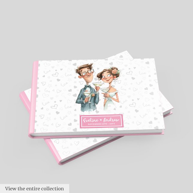 Pareja acuarela divertida de libro de invitado de  (Custom Wedding Guest Book Funny Watercolor Couple)