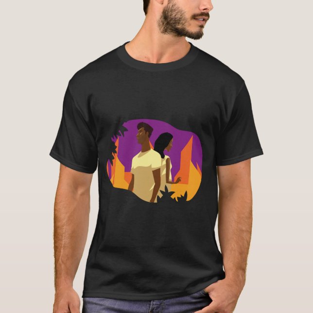 Pareja afroamericana ama camiseta gráfica (Anverso)