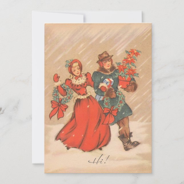 Pareja alegre de Navidad vintage (Anverso)