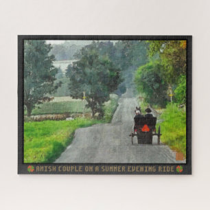 Pareja Amish De Puzzle En Verano En La Noche