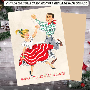 Pareja bailando en una Navidad retro