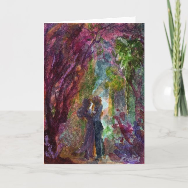 "Pareja bajo un árbol púrpura". Tarjeta mediana (Anverso)
