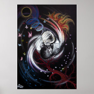 Pareja besándose Amor Yin Yang Arte de dibujo surr