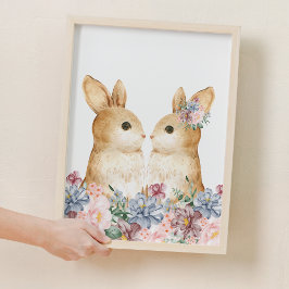 Pareja Bunny Flor Woodland Nursery Decoración