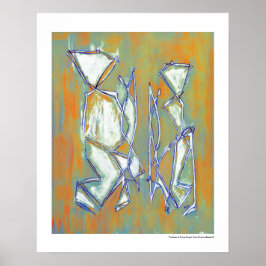 Pareja Colorida Arte Abstracto MC Belkadi 16x20
