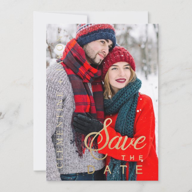 Pareja Comprometida Foto Personalizada Letra Capri (Anverso)