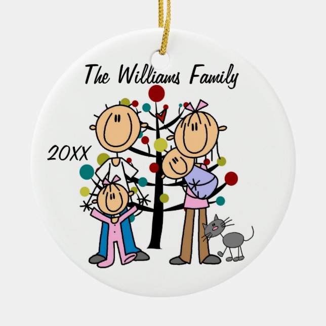 Pareja Con Chica, Niño Bebé, Ornamento Personaliza (Frente)