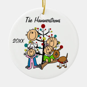 Pareja Con Dos Chicas, Ornamento De Festividad Per