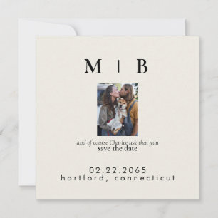 Pareja crema con Invitación Mascota Boda de fotogr