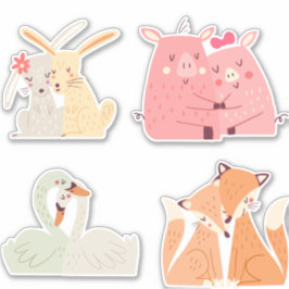 pareja de animales, pegatina conjunto