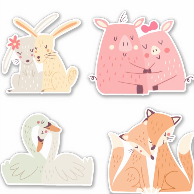 pareja de animales, pegatina conjunto (Anverso)