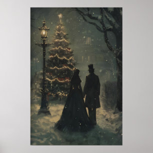 Pareja de árbol de Navidad victoriano Arte Imprimi