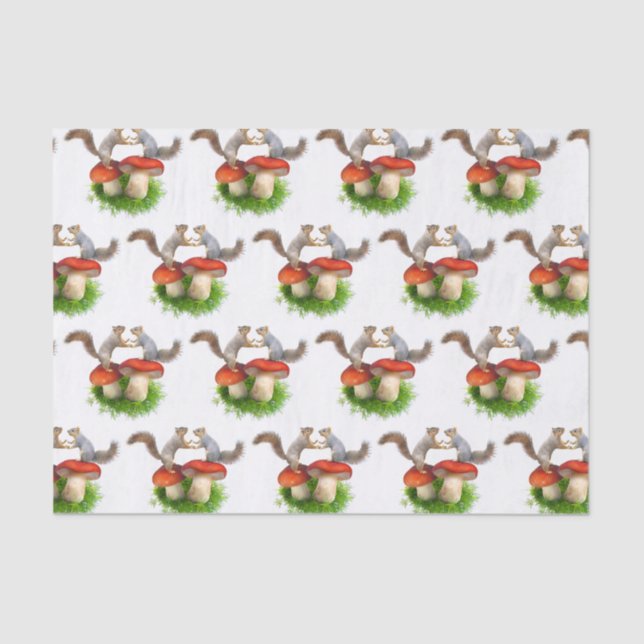 Pareja de ardillas en papel de tejidos de hongos r (Anverso)