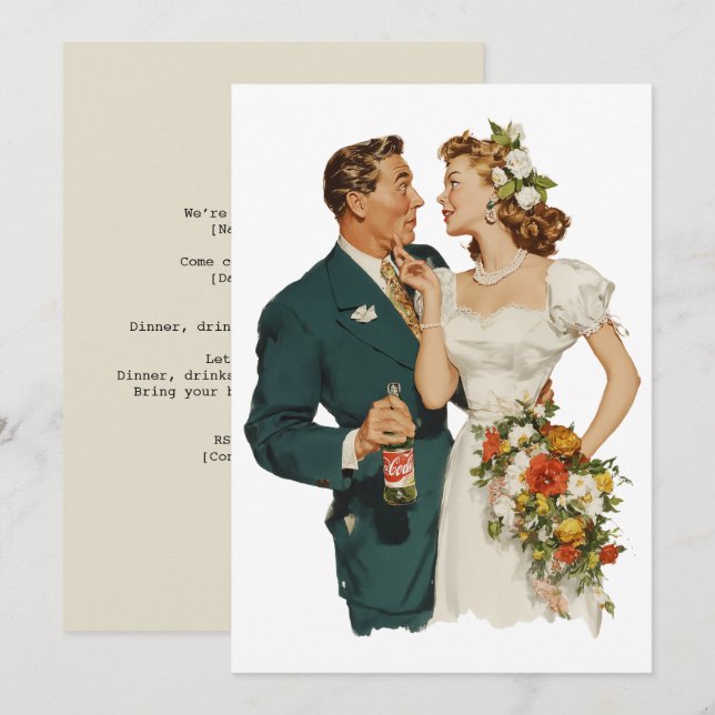 Pareja de Boda Vintage Momento Romántico (Anverso / Reverso)