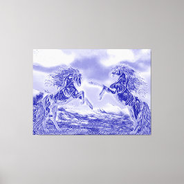 Pareja de caballos en azul y blanco V3 Impresión e