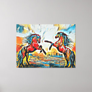 Pareja de caballos en estilo de arte callejero en 