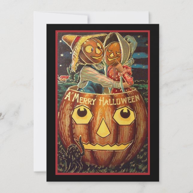 Pareja de calabaza de Halloween vintage (Anverso)