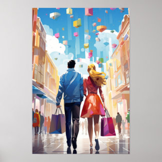 Pareja de compras entre Posters de pared
