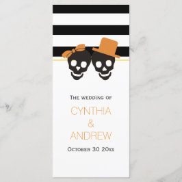 Pareja de cráneo, programa de bodas a rayas de Hal