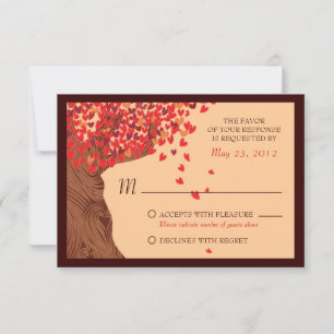 Pareja de enamorados corazones cayendo roble RSVP