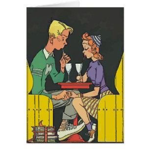 Pareja de época con soda
