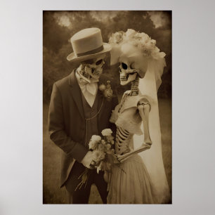 Pareja de Esqueleto Romántico Impresión Boda Gótic
