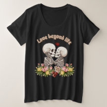 Pareja de esqueletos besándose con Gótico Floral