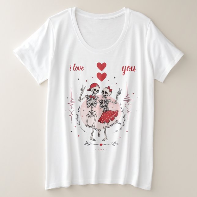 Pareja de esqueletos divertidos enamorados (Anverso del diseño)