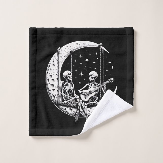 Pareja de esqueletos guitarra lunar (Toallita)