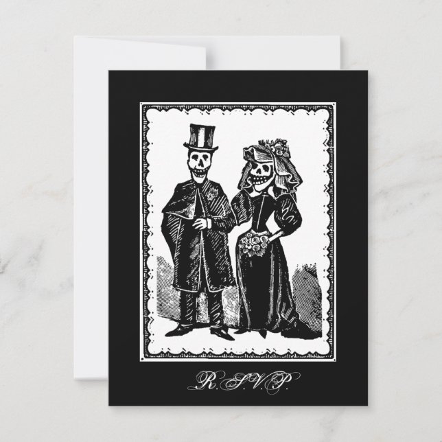 Pareja de Esqueletos (RSVP) - Invitación Pequeña (Anverso)