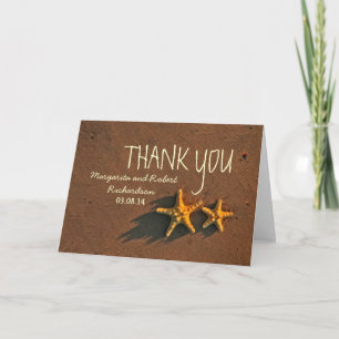 pareja de estrellas de playa tarjetas de agradecim