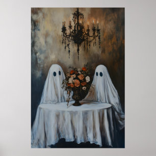 Pareja de fantasmas vintage, Póster espeluznante,