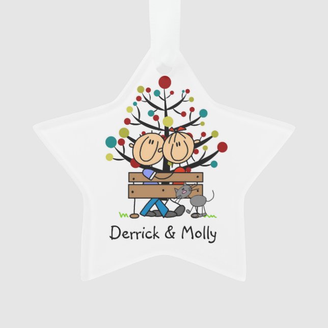 Pareja de figura de palo y ornamento de festividad (Anverso)