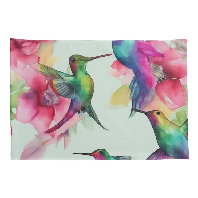 Pareja de fundas de almohada Floral Humming Bird (Reverso-derecho)