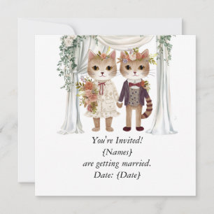 Pareja de Gato para Boda Guardar la Invitación de