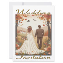 Pareja de invitaciones a bodas en el país - Otoño
