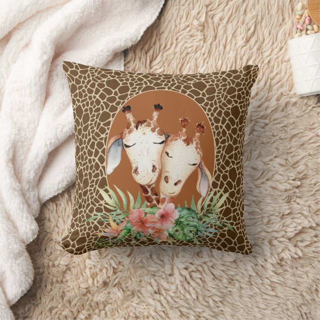 Pareja de jirafa cúrcuma de impresión almohada (Manta)