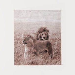 Pareja de leones, sepia (vertical) Tapiz