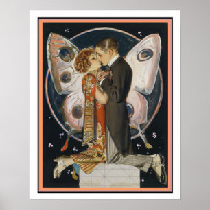 Pareja de mariposa Art Deco Impresión 16 x 20