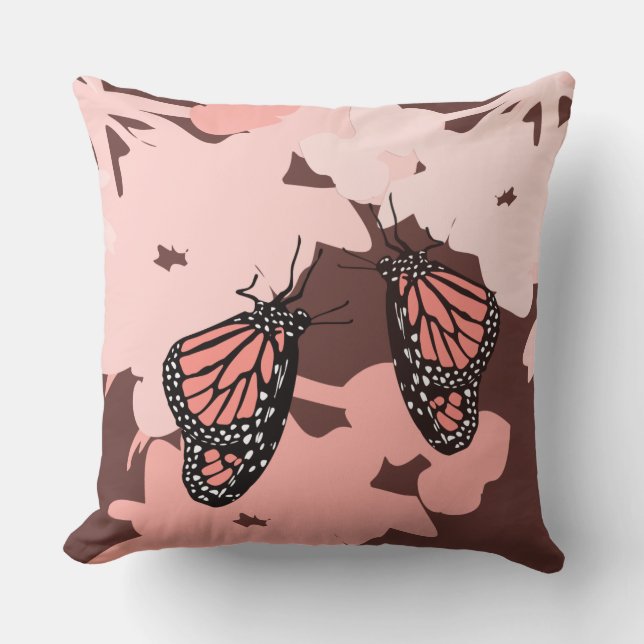 Pareja de mariposa rosada Girly - Cojín decorativo (Anverso)
