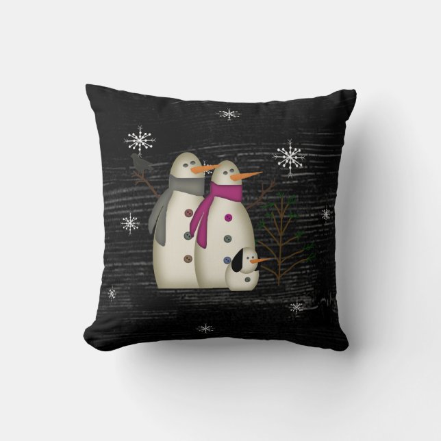 Pareja De Nieve Con Almohada De Perro (Negro) (Anverso)