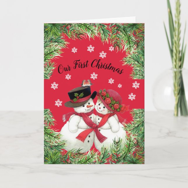 Pareja de nieve, nuestra tarjeta plegada de Navida (Anverso)