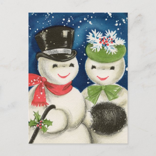 pareja de nieve retro vintage de Navidad (Anverso)