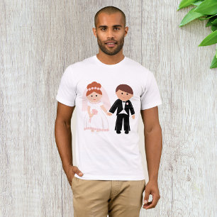 Pareja de novia hombres camiseta